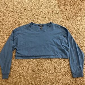 Forever 21 Blue Long Sleeve Crop Top